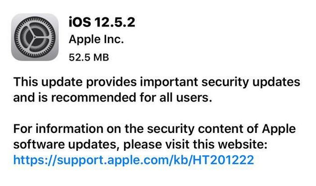 永康苹果手机维修分享iOS12.5.2发布，建议所有老苹果用户安装 